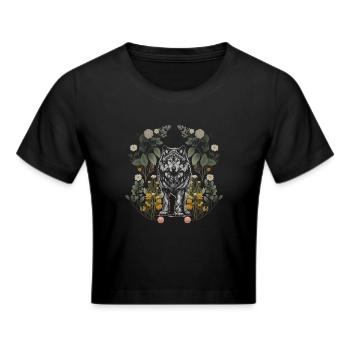 Nature Wolf Wolves She-Wolf Flowers Fairy Tale Children - Cropped T-Shirt - black - Front - Marisol (170cm)