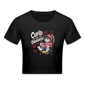 Single Valentine's Day Love Cupid Funny Saying - Cropped T-Shirt - black - Front - Marisol (170cm)