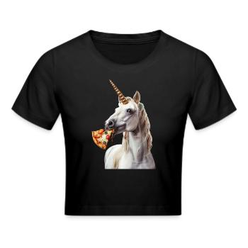 Einhorn - Frauen Cropped T-Shirt - Schwarz - Vorne - Marisol (170cm)