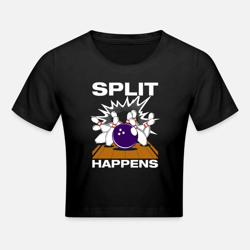 Split happens Bowling Bowling Player Bowler - Cropped T-Shirt - black