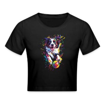 Border Collie - Frauen Cropped T-Shirt - Schwarz - Vorne - Marisol (170cm)