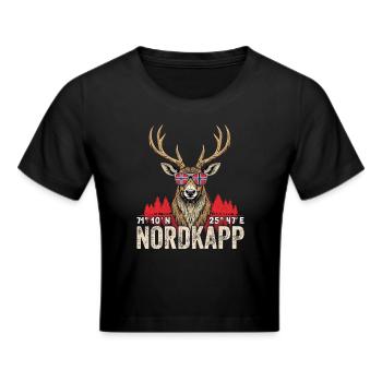 Norwegen Norway Norge Skandinavien Nordkapp - Frauen Cropped T-Shirt - Schwarz - Vorne - Marisol (170cm)