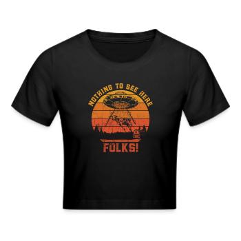 UFO Alien Entführung Kuh Sci-Fi Humor - Frauen Cropped T-Shirt - Schwarz - Vorne - Marisol (170cm)