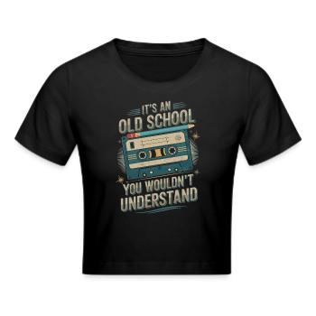 Retro Mixtape – Oldschool Nostalgie für Musikfans - Frauen Cropped T-Shirt - Schwarz - Vorne - Marisol (170cm)