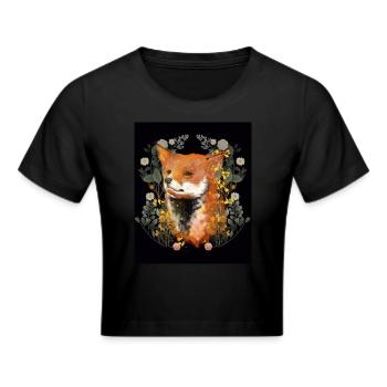 Fuchs Füchse Füchsin - Frauen Cropped T-Shirt - Schwarz - Vorne - Marisol (170cm)