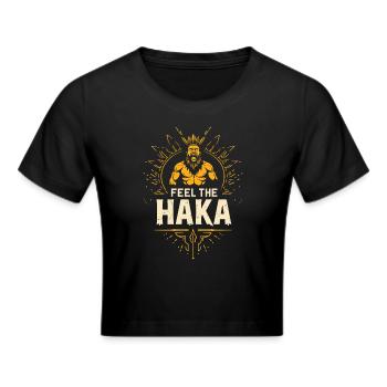Haka Dance Maori Warrior Ritual New Zealand - Frauen Cropped T-Shirt - Schwarz - Vorne - Marisol (170cm)