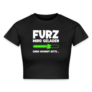 Furz wird geladen Fürze Pupsen Furzen - Frauen Cropped T-Shirt - Schwarz - Vorne - Marisol (170cm)