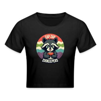 Zap Zap Zookeepers Raccoon Funny Cat - Cropped T-Shirt - black - Front - Marisol (170cm)