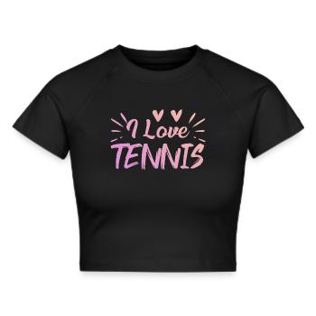 I love tennis - Cropped T-Shirt - black - Front - Marisol (170cm)
