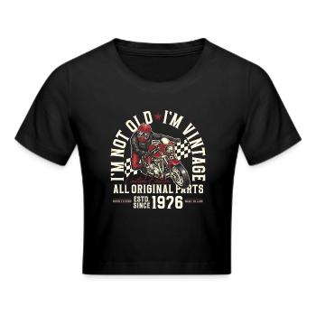 1976 Vintage Vintage motorfiets verjaardagscadeau - Cropped T-Shirt - zwart - Voor - Marisol (170cm)