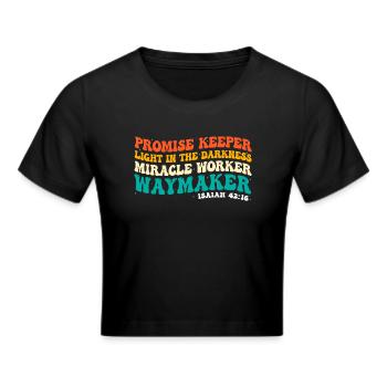 Promise Keeper Miracle Worker Waymaker Vintage - Frauen Cropped T-Shirt - Schwarz - Vorne - Marisol (170cm)