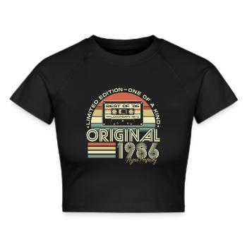 1986 geboren Jahrgang Geburtstag Retro - Frauen Cropped T-Shirt - Schwarz - Vorne - Marisol (170cm)