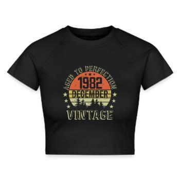 Cadeau Anniversaire Rétro - Nées En Décembre 1982 - Crop top - noir - Devant - Marisol (170cm)
