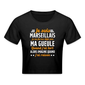 Marseillais je ferme pas ma gueule cadeau humour - Crop top - noir - Devant - Marisol (170cm)