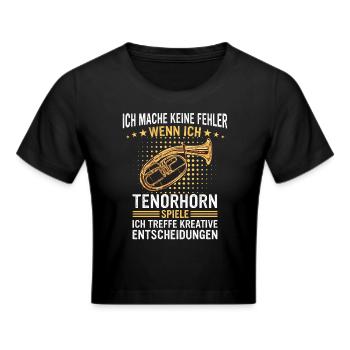 Tenorhorn Tenorhornist Horn Instrument - Frauen Cropped T-Shirt - Schwarz - Vorne - Marisol (170cm)