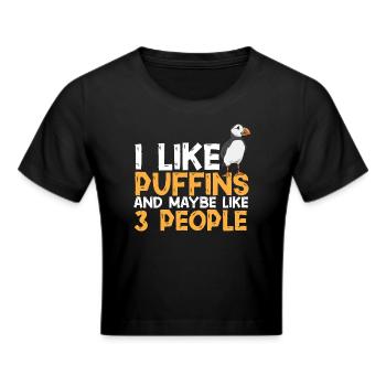 puffin puffin auke birds Lunde - Cropped T-Shirt - black - Front - Marisol (170cm)