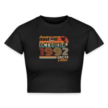 1992 Oktober Vintage - Oktober 1992 - Frauen Cropped T-Shirt - Schwarz - Vorne - Marisol (170cm)