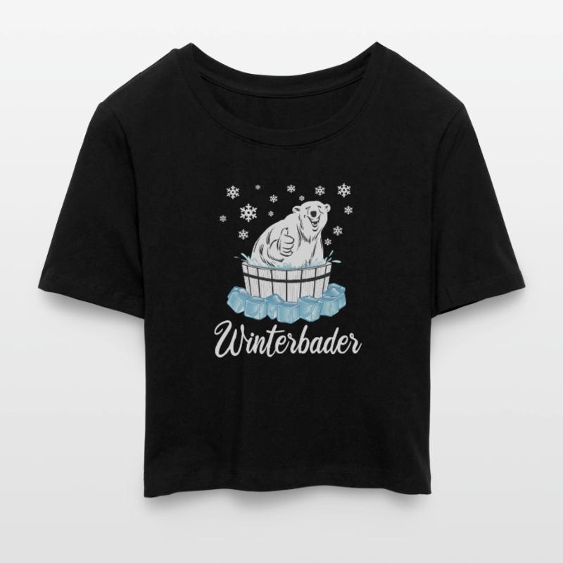 Winterbader Eisbär Eisbaden Eisbad Spruch Frauen Cropped T-Shirt