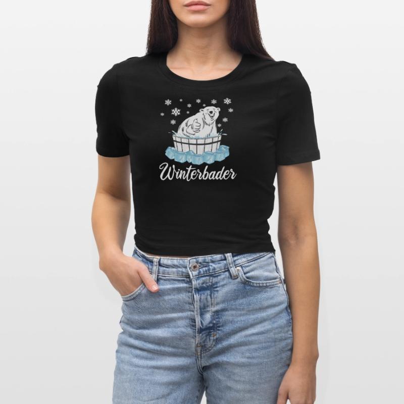 Winterbader Eisbär Eisbaden Eisbad Spruch Frauen Cropped T-Shirt