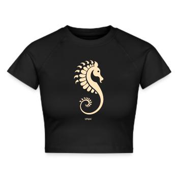 Ein Seepferdchen - Frauen Cropped T-Shirt - Schwarz - Vorne - Marisol (170cm)