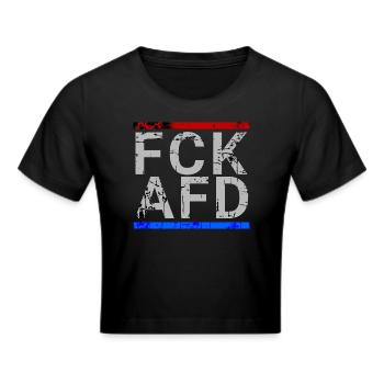 FCK AFD Gegen Nazis Gegen Rechts - Frauen Cropped T-Shirt - Schwarz - Vorne - Marisol (170cm)