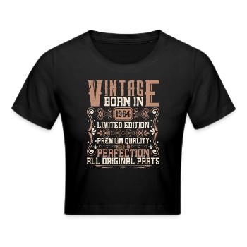 1964 Geburtstag Jahrgang 1964 Geboren Vintage 1964 - Frauen Cropped T-Shirt - Schwarz - Vorne - Marisol (170cm)