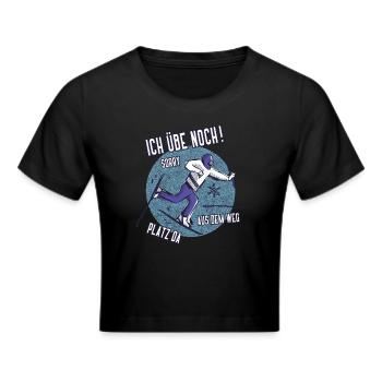 Ski Outfit Skifahren Anfänger Skifahrer Skisport - Frauen Cropped T-Shirt - Schwarz - Vorne - Marisol (170cm)