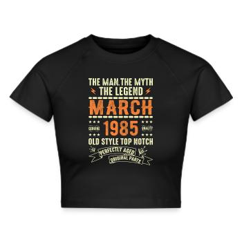 March 1985 Birthday Gift Vintage March 1985 - Cropped T-Shirt - black - Front - Marisol (170cm)