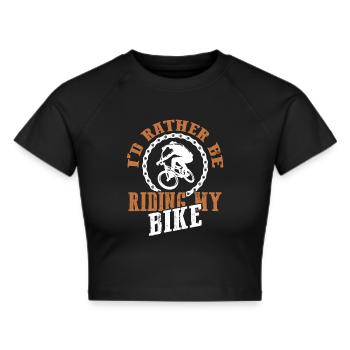 fahrrad spruch - Frauen Cropped T-Shirt - Schwarz - Vorne - Marisol (170cm)