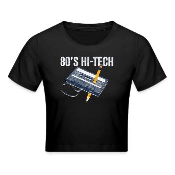 80er Jahre 90er Jahre Kassette Stift Retro Lustig - Frauen Cropped T-Shirt - Schwarz - Vorne - Marisol (170cm)