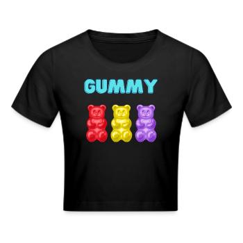 Gummibären Gummibärchen Fruchtgummi Gummy Geschenk - Frauen Cropped T-Shirt - Schwarz - Vorne - Marisol (170cm)