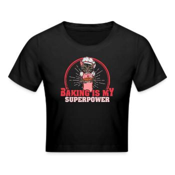 Katze Bäcker Hobbybäcker Konditorei Kekse - Frauen Cropped T-Shirt - Schwarz - Vorne - Marisol (170cm)