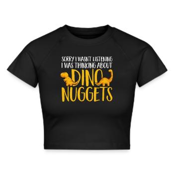 Dino Nuggets Dinosaurier Chicken Nuggets - Frauen Cropped T-Shirt - Schwarz - Vorne - Marisol (170cm)
