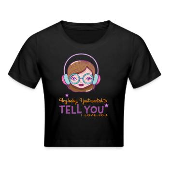 hey baby - Cropped T-Shirt - black - Front - Marisol (170cm)