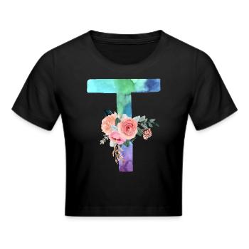 Lettre T watercolor - Crop top - noir - Devant - Marisol (170cm)