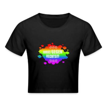 AfD Omas gegen rechts Demokratie verteidigen Witze - Frauen Cropped T-Shirt - Schwarz - Vorne - Marisol (170cm)