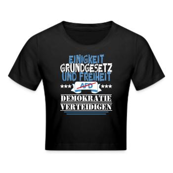 AfD stoppen gegen rechts Demokratie verteidigen - Frauen Cropped T-Shirt - Schwarz - Vorne - Marisol (170cm)