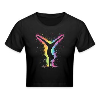Gymnastik Herzschlag - Turnerin - Frauen Cropped T-Shirt - Schwarz - Vorne - Marisol (170cm)