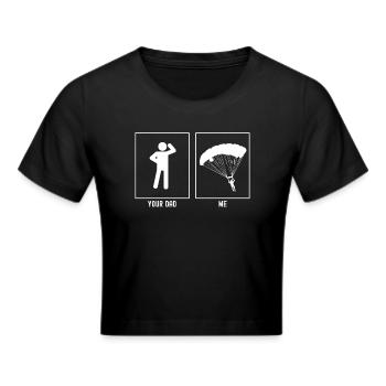 Dein Vater - Ich - Gleitschirmfliegen Landung - Frauen Cropped T-Shirt - Schwarz - Vorne - Marisol (170cm)