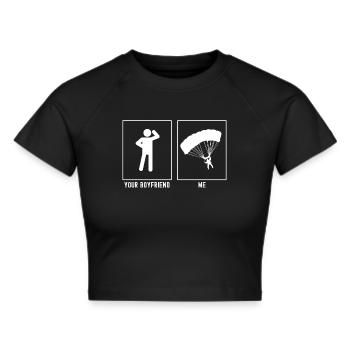 Dein Freund - Ich - Gleitschirmfliegen Diagonale - Frauen Cropped T-Shirt - Schwarz - Vorne - Marisol (170cm)