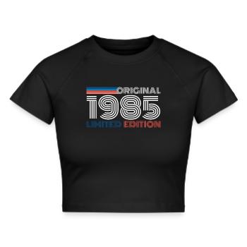 35 Geburtstag 1985 - Frauen Cropped T-Shirt - Schwarz - Vorne - Marisol (170cm)