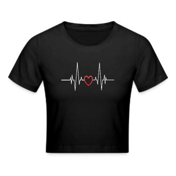 Herzschlag Rotes Herz Linie Schwangerschaft - Frauen Cropped T-Shirt - Schwarz - Vorne - Marisol (170cm)