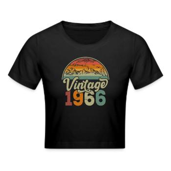 Jahrgang 1966 - Frauen Cropped T-Shirt - Schwarz - Vorne - Marisol (170cm)