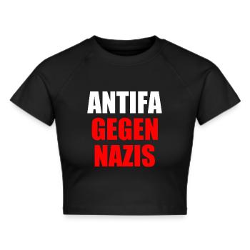 Antifa gegen nazis - Frauen Cropped T-Shirt - Schwarz - Vorne - Marisol (170cm)