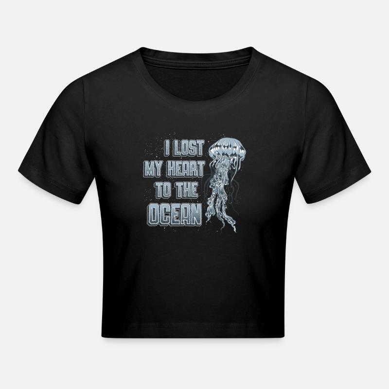 J’ai perdu mon cœur à cause des méduses de l’océan - Crop top - noir