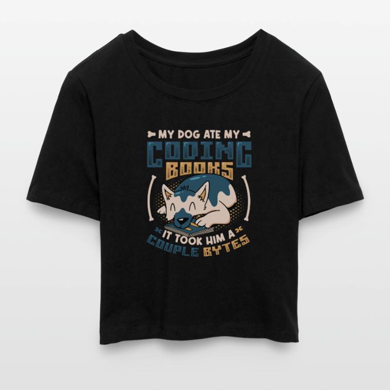 Hund Bytes Code Computer Scherz Programmierung Frauen Cropped T-Shirt