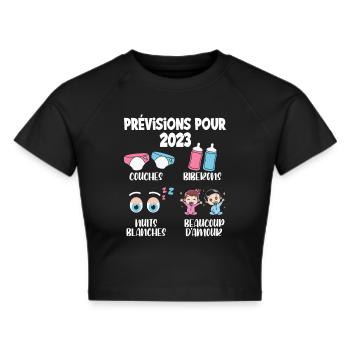 Grossesse Prévisions Pour 2023 Futur Papa et Maman - Crop top - noir - Devant - Marisol (170cm)