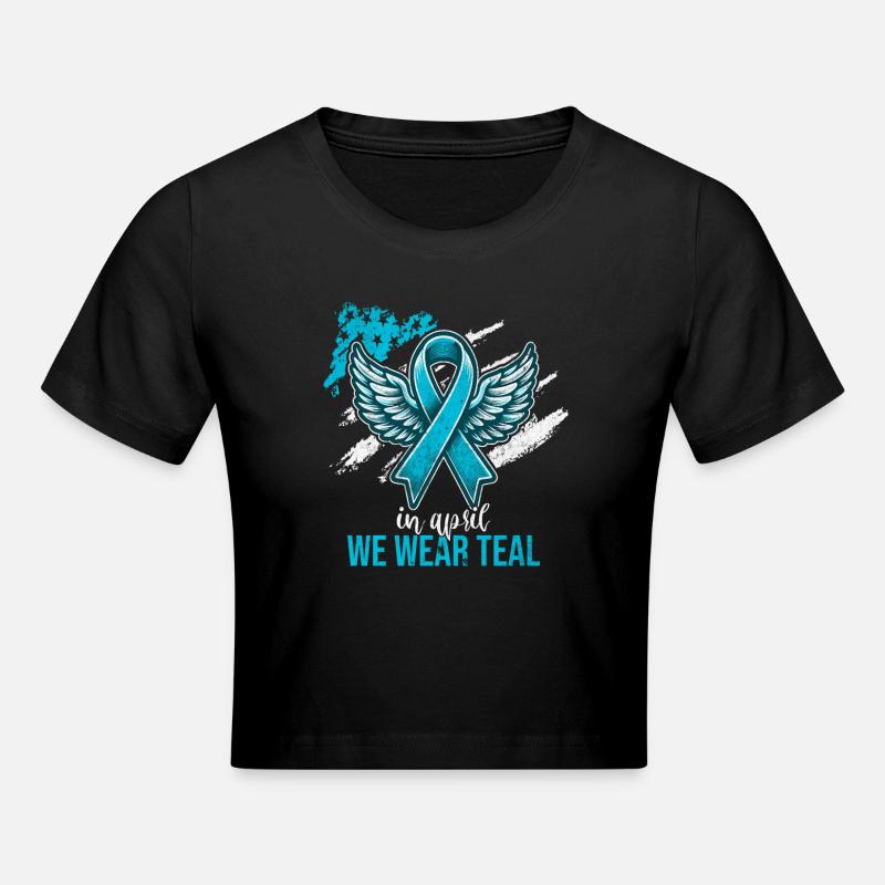 En avril, nous portons du bleu sarcelle - Crop top - noir