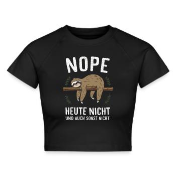 Faultier Faultiere Tier Schlafen Faul - Frauen Cropped T-Shirt - Schwarz - Vorne - Marisol (170cm)