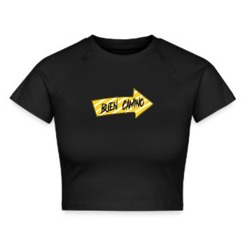 Camino De Santiago Buen Camino Jakobsweg Pfeil - Frauen Cropped T-Shirt - Schwarz - Vorne - Marisol (170cm)